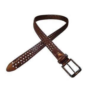 Tommy Hilfiger Brown Braided Belt Sz 34‎ Men's Logo Preppy